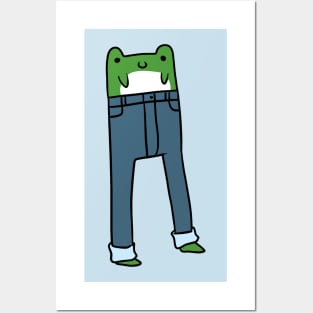 Frog with Long Legs Wearing Pants Posters and Art